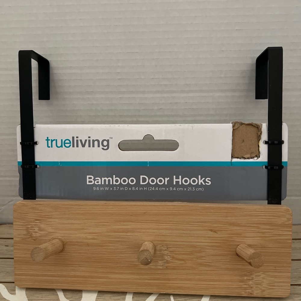 ✨ NEW Trueliving Bamboo Over-the-Door Hooks – 3 Pegs ✨